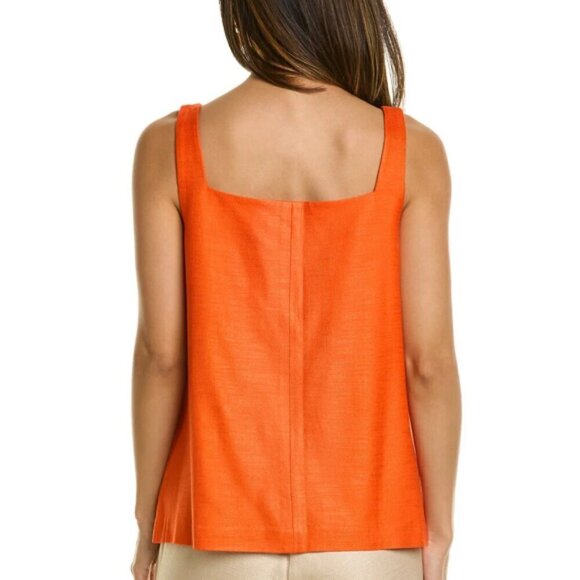 Trina Turk 'Aspire' Square-Neck Textured Sleeveless Top, Torch Orange - Picture 2 of 2